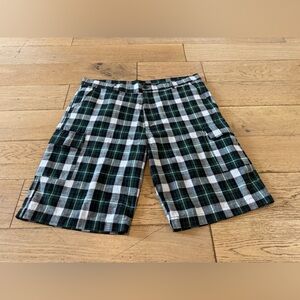 Oscar Sport Men's Plaid Shorts - Black and Green‎ Sz 40